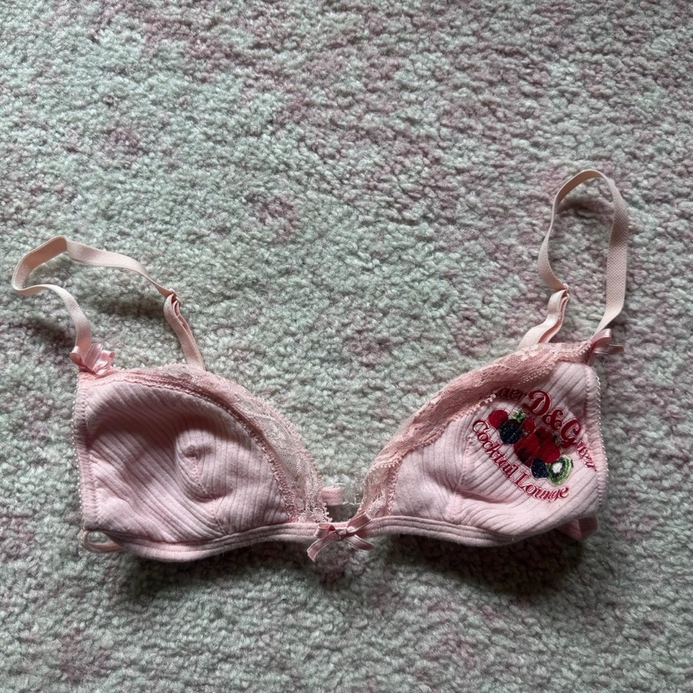 Pink Lace Trim Bra